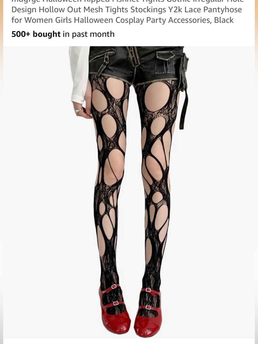 Black Ripped Fishnet Lace Tights - Women's Gothic Fashion ONESIZE FITS ALL